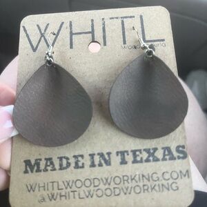 WHIT Brown Leather Teardrop Earrings